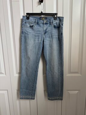 Lucky Brand Women's Light Blue Sweet Crop Jeans with Embroidered Hem 8/29